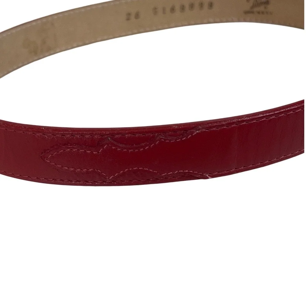 Tony Lama Red Leather Western‎ Belt Womens 26 Silver Buckle USA Made